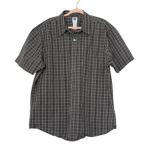 GAP Men's XXL Short Sleeve Blk/Grey Plaid Shirt